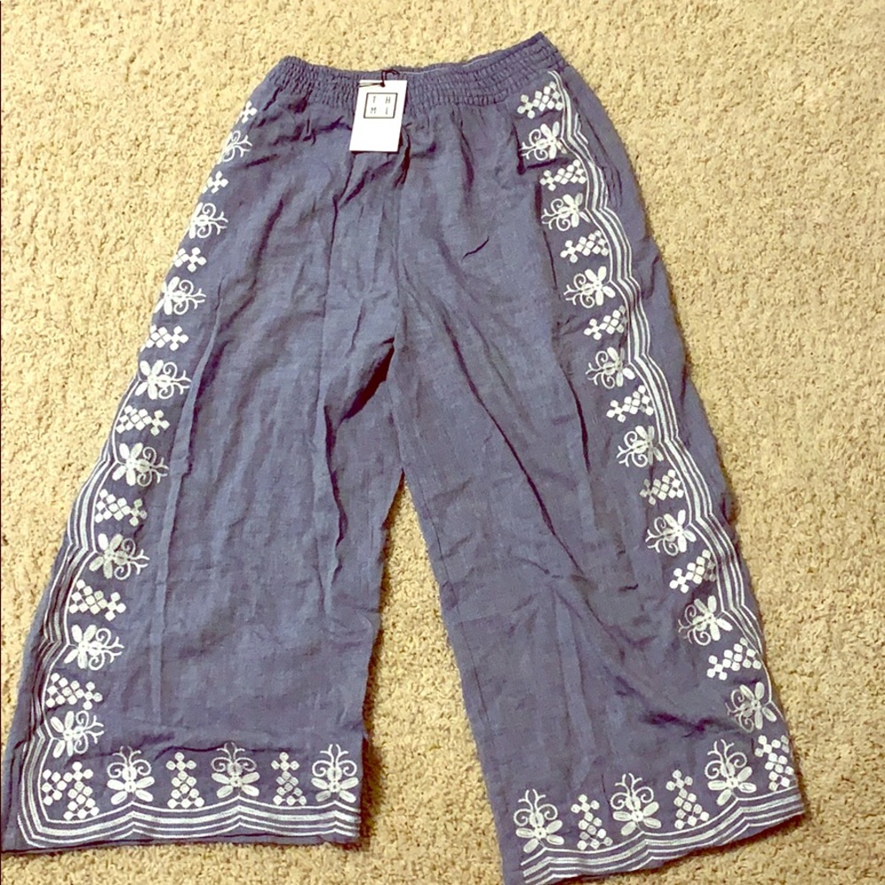 Embroidered palazzo pants